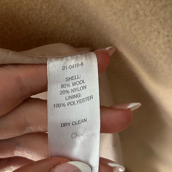 Chadwicks Women's Size 6 Wool Blend Tan Trench Coat with Pockets - Picture 3 of 8